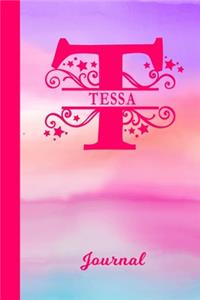 Tessa Journal: Personalized Custom First Name Personal Writing Diary - Cute Pink & Purple Watercolor Effect Cover - Daily Journaling for Journalists & Writers for 