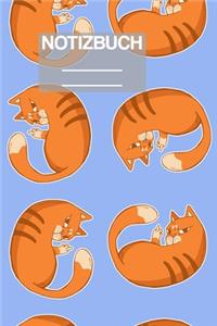 Notizbuch A5 Muster Zeichnung Katzen Katze Cat Cats Orange