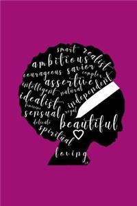 African American Woman Afro Journal in Purple