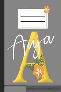 A Anja Monogramm Notizheft Liniert 60 Blatt