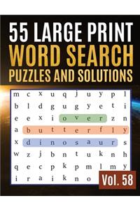 55 Large Print Word Search Puzzles and Solutions