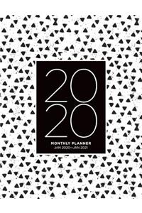 2020 Monthly Planner Jan 2020 - Jan 2021: Large 13 Month 2020-2021 Calendar Agenda Organizer - Black and White Geometric Pattern