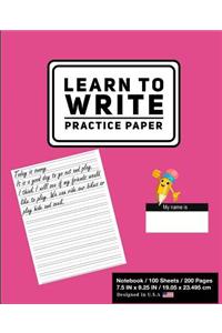 Learn To Write Practice Paper