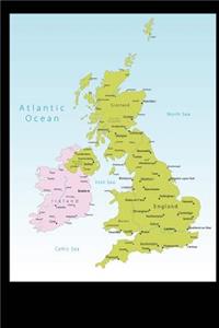 Map of the United Kingdom Journal: 150 Page Lined Notebook/Diary