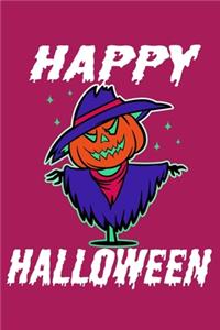 Happy Halloween: Spooky Scarecrow, Version 2, 6" x 9" Journal, 120 lined pages, Pink Background