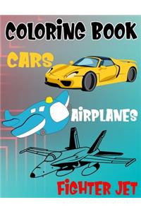 Coloring Book Cars Fighter Jet Airplanes