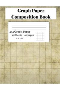 Graph Paper Composition Book: Graph Paper Composition Notebook, Grid Book, Quad Ruled 4x4 Graph Paper, Big Graph Paper-8.5 X 11, 50 Sheets (Parchment Graph Paper Notebook)