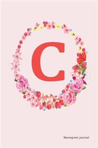 Monogram Journal - Initial C (Pink Flower)