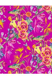 My Big Fat Journal Notebook Bird In Flowers Pattern On Pink