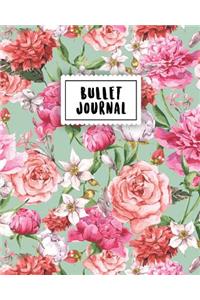 Bullet Journal: Pink Vintage Flower 150 Dot Grid Pages (Size 8x10 Inches) with Bullet Journal Sample Ideas