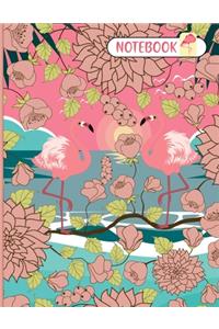 Notebook.Flamingo Notebook College Ruled Jounal Set For Girls, Little Girl.One Subject School Exercise Book-Pink Flamingo Watercolor.