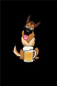 German Shepherd dog drinking beer