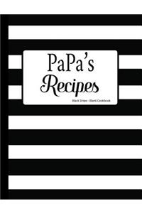 Papa's Recipes Black Stripe Blank Cookbook