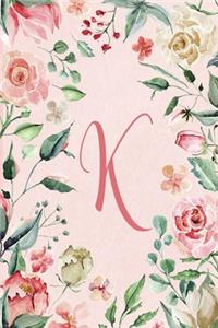 2020 Weekly Planner - Letter K - Pink Green Floral Design