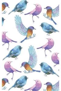 Colorful Little Birds - Lined Notebook with Margins - 5x8