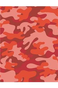 Camouflage Red Notebook - Wide Ruled