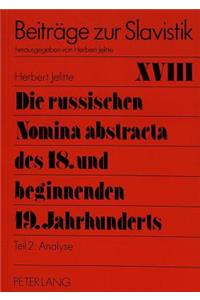 Die russischen Nomina abstracta des 18. und beginnenden 19. Jahrhunderts