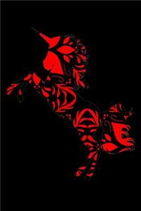 Bright Red And Black Unicorn