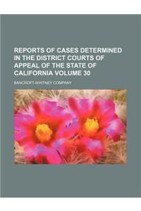 Reports of Cases Determined in the District Courts of Appeal of the State of California Volume 30