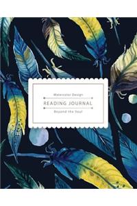 Reading Journal: Blue Watercolor Bird Feather Best Track Your Favorite Books (8x10 Inches) - Over 100 Pages