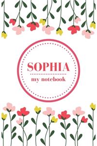 Sophia - My Notebook - Personalised Journal/Diary - Ideal Girl/Women's Gift - Great Christmas Stocking/Party Bag Filler - 100 lined pages (Flowers)