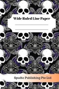 Scary Skulls Theme Wide Ruled Line Paper