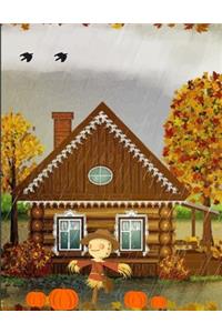 Fall Autumn Scarecrow Pumpkins Journal Notebook