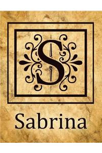 Sabrina: Vintage Style Personalised Notebook/Diary/Journal For Women & Girls, Beautiful Name Gift With Monogram Initial S (8.5" x 11")