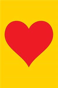 Blank Notebook - 100 Pages - Red Heart on Gold