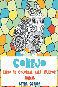 Libro de colorear para adultos - Letra grande - Animal - Conejo