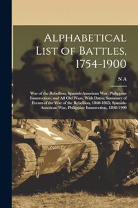 Alphabetical List of Battles, 1754-1900