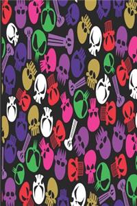 Gothic Notizbuch Bunte Schädel in Violett Rosa