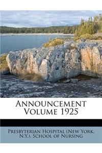 Announcement Volume 1925