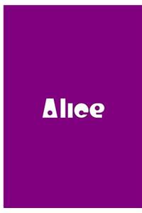 Alice - Purple Notebook / Journal / Extended Lined Pages / Soft Matte Cover