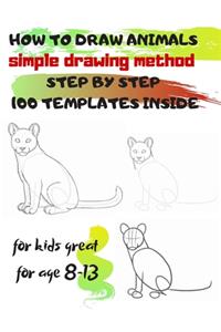 HOW TO DRAW ANIMALS simple drawing method STEP BY STEP 100 TEMPLATES INSIDE