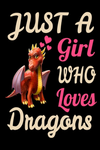 Just A Girl Who Loves Dragons Funny Dragon Lovers Journal. Funny Dragon Legendary Mythical Animal Lover NotBook Gift