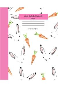 Wide Ruled Rabbit Notebook Composition Book