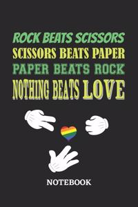 Nothing Beats Love Rock Paper Scissors Notebook: 6x9 inches - 110 graph paper, quad ruled, squared, grid paper pages - Greatest passionate hobby Journal - Gift, Present Idea