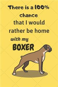 There is a 100% chance that I would rather be home with my Boxer Dog