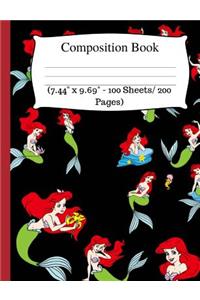 Composition Book: Cute Mermaid Notebook, Wide Ruled Composition Book for Kids, Cute Notebooks for School, Wide Ruled Lined Paper. (7.44 X 9.69 - 100 Sheets/ 200 Pages), Black Composition Notebook.