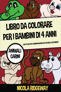 Libro da colorare per i bambini di 4 anni (Animali Carini)