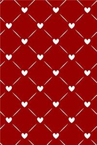 Journal Notebook White Quilted Hearts Pattern 2