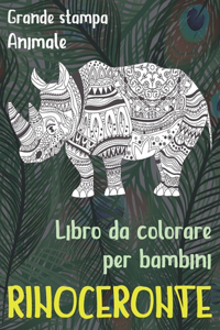 Libro da colorare per bambini - Grande stampa - Animale - Rinoceronte