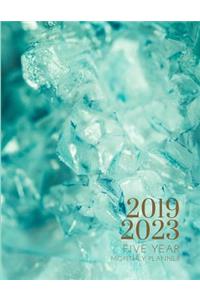 2019-2023 Five Year Planner Turquoise Colored Gratitude Monthly Schedule Organizer