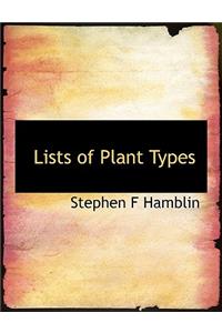 Lists of Plant Types