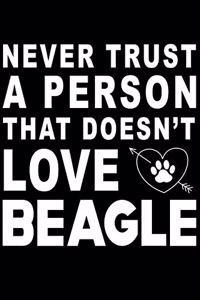 Never trust a person that does not love Beagle: Cute Beagle Lined journal Notebook, Great Accessories & Gift Idea for Beagle Owner & Lover. Lined journal Notebook With An Inspirational Quote.