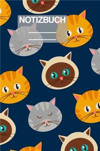 Notizbuch A5 Muster Zeichnung Katze Katzen Cat Cats Haustier Pet