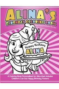 Alina's Birthday Coloring Book Kids Personalized Books