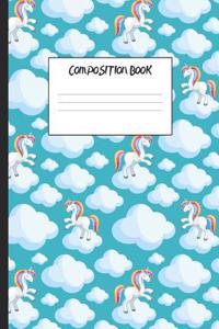 Composition Book: Unicorns on Clouds, 200 Pages, College Ruled (7.44 X 9.69)