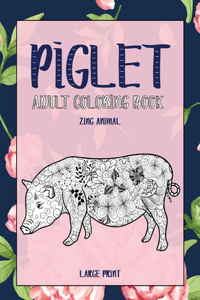 Adult Coloring Book Zing Animal - Large Print - Piglet